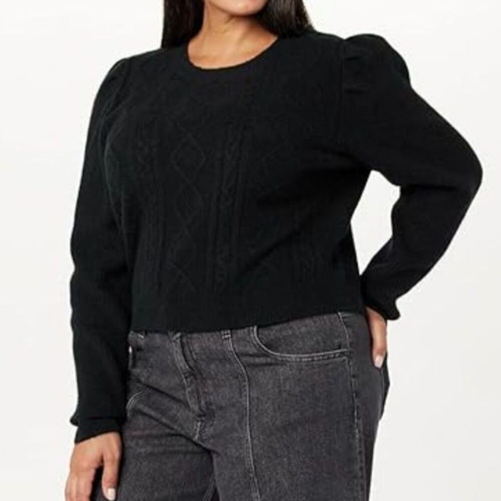 THE DROP Women's Gloria Puff Sleeve Cable-Knit Sweater, NWT! Size 3X